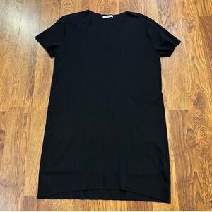 Zara Trafaluc Knit V Neck Shift Dress – Black, Size Small Minimalist Chic